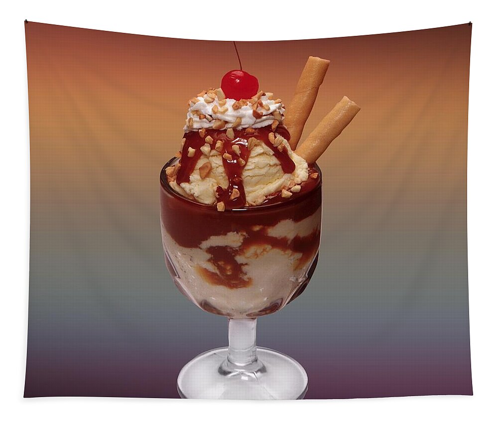 Ice Cream Tapestry featuring the digital art Ice Cream Sundae by Movie Poster Prints