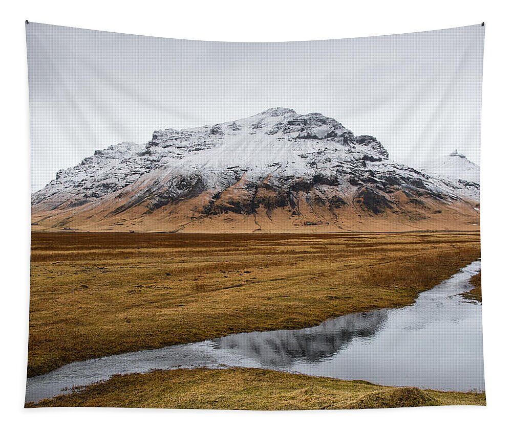 Icelandic Tapestry featuring the photograph Icelandic mountain Landscape by Michalakis Ppalis
