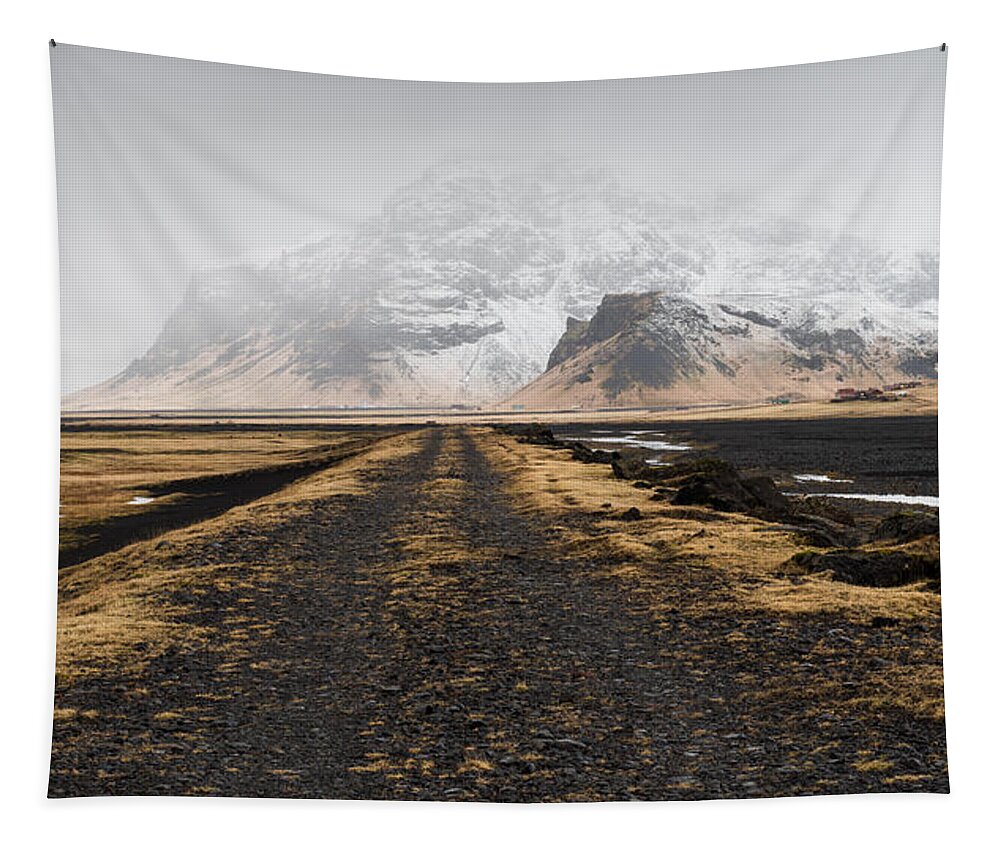Iceland Tapestry featuring the photograph Icelandic mountain winter landscape by Michalakis Ppalis