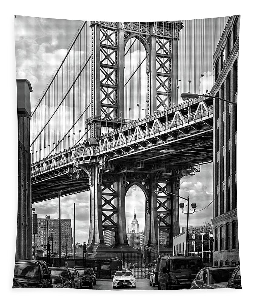 New York City Tapestry featuring the photograph Iconic Manhattan BW by Az Jackson