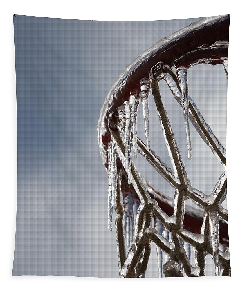 Basketball Tapestry featuring the photograph Icy Hoops by Nadine Rippelmeyer