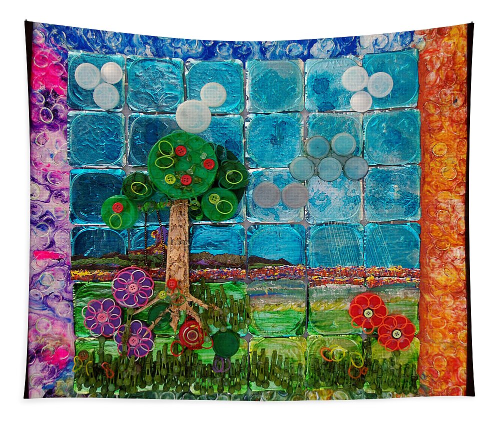 Lori Kingston Tapestry featuring the mixed media Idyllic Childhood by Lori Kingston