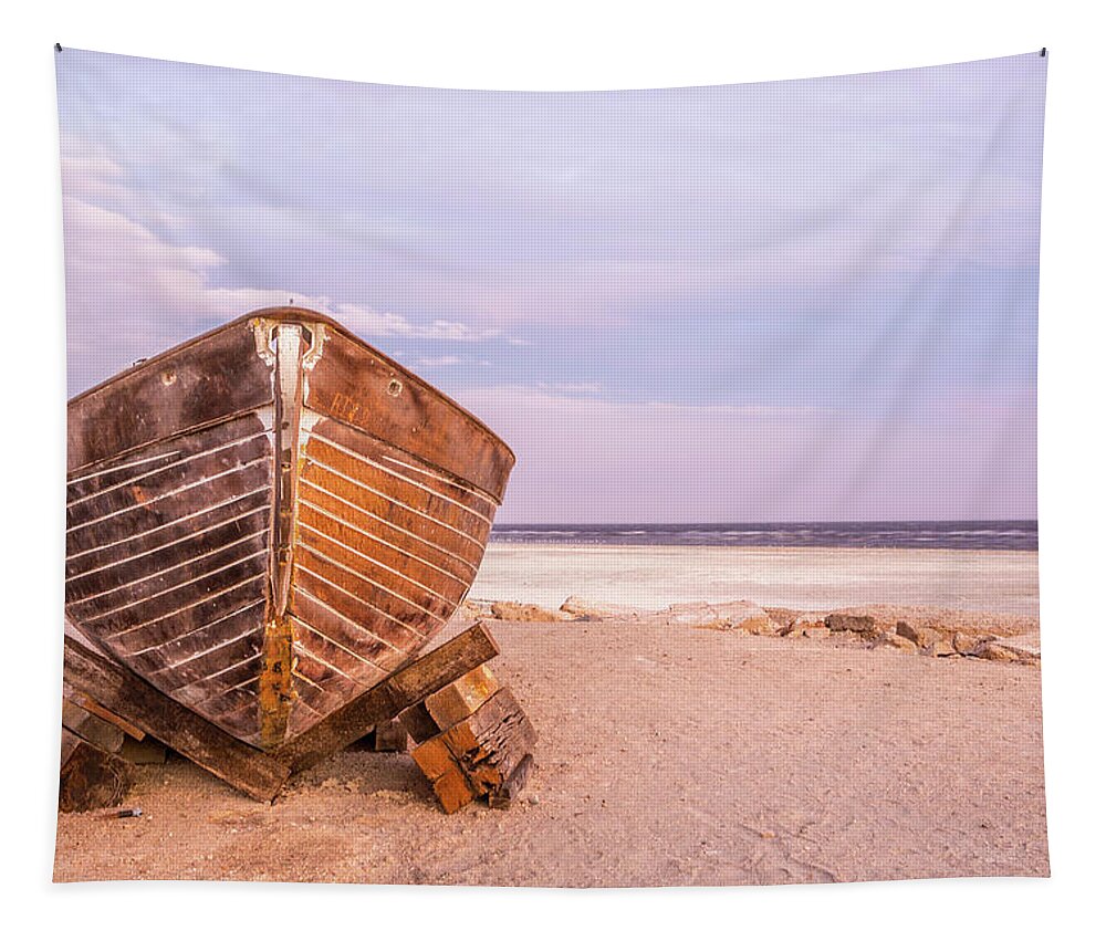 Abandoned Tapestry featuring the photograph If I had a Boat by Peter Tellone