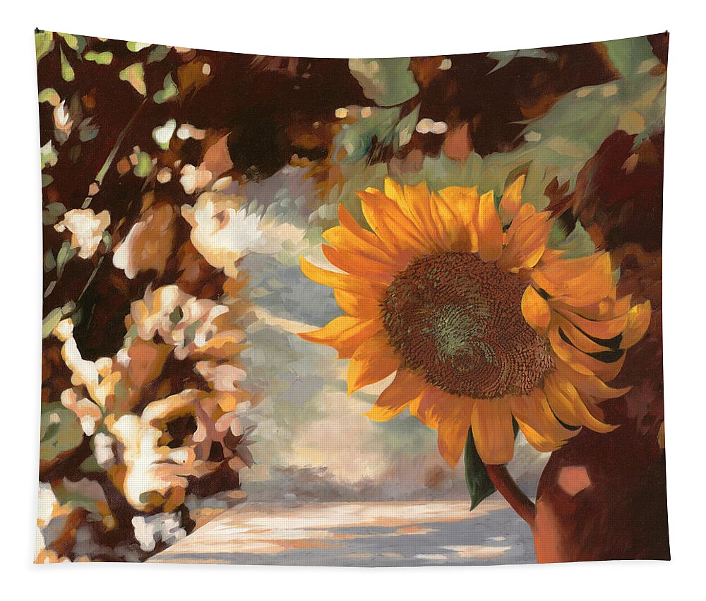 Sunflower.sunflowers Field Tapestry featuring the painting Un Bel Girasole by Guido Borelli