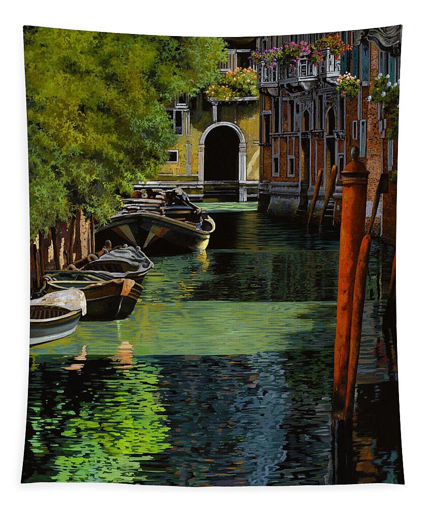 Venice Tapestry featuring the painting il palo rosso a Venezia by Guido Borelli