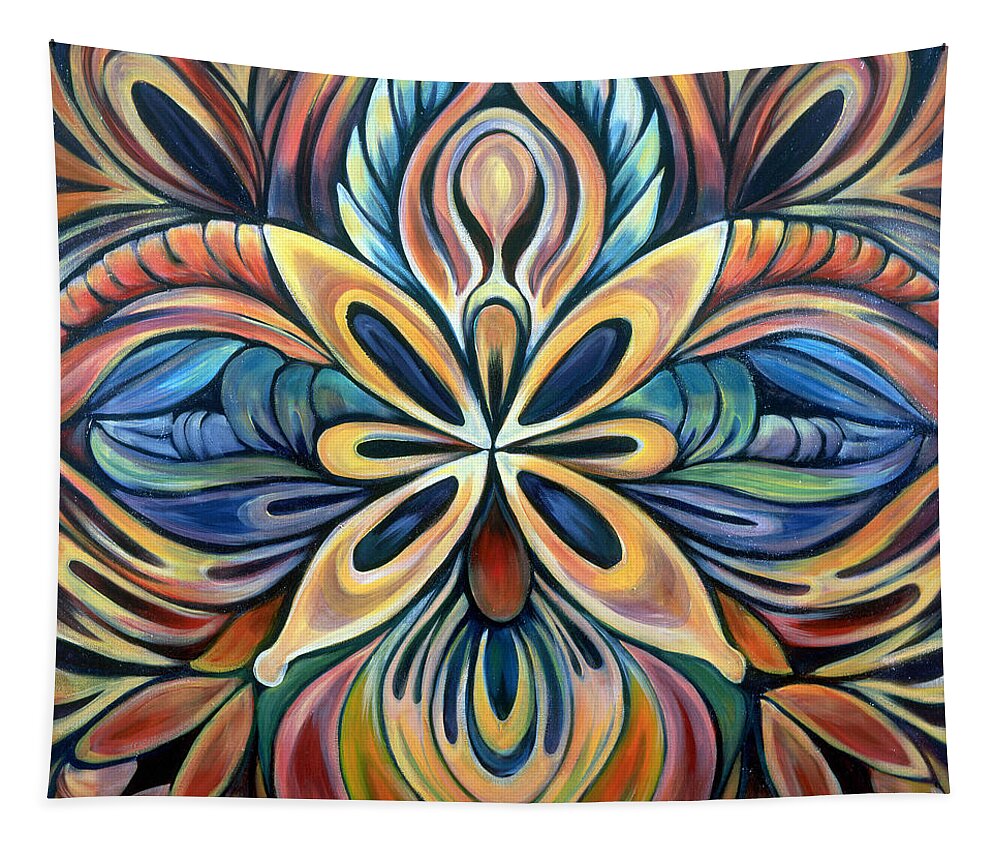 Mandala Tapestry featuring the painting Illumination by Shadia Derbyshire
