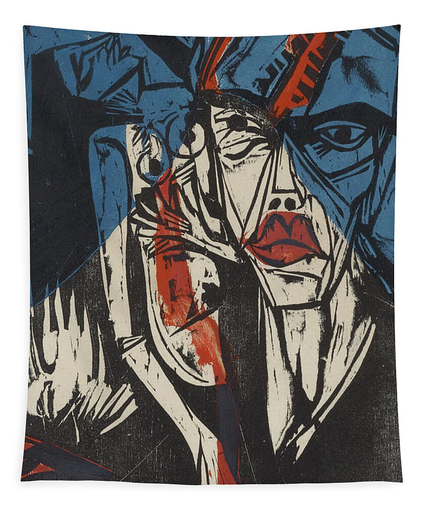 Kirchner Tapestry featuring the painting Illustration for Peter Schlemihl by Adalbert von Chamisso, 1915 by Ernst Ludwig Kirchner
