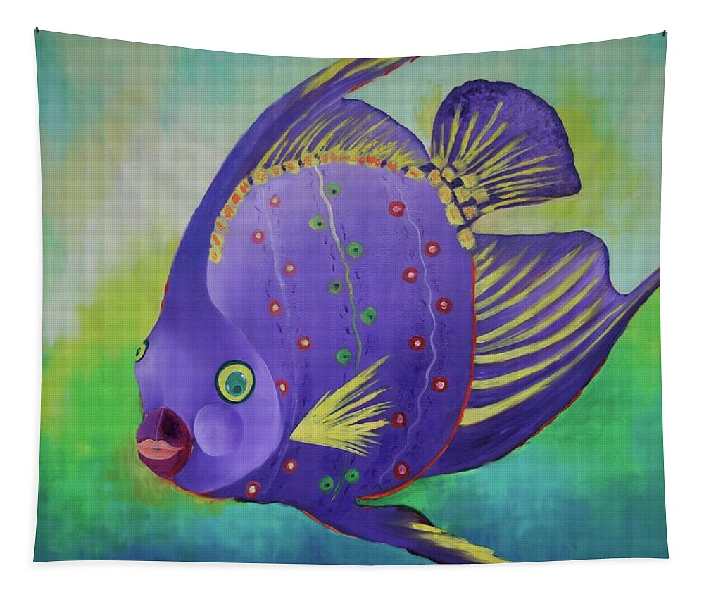 Fish Tapestry featuring the painting I'm Really A Prince by Karin Eisermann