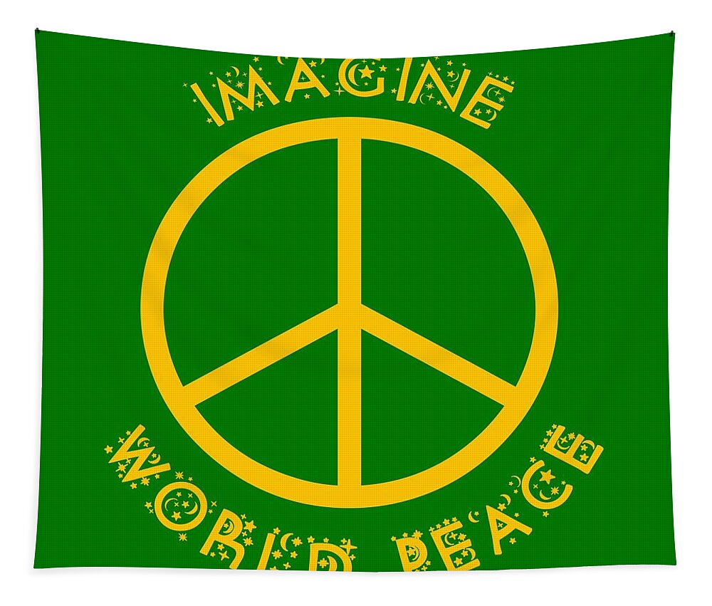 Peace Tapestry featuring the digital art Imagine World Peace by David G Paul