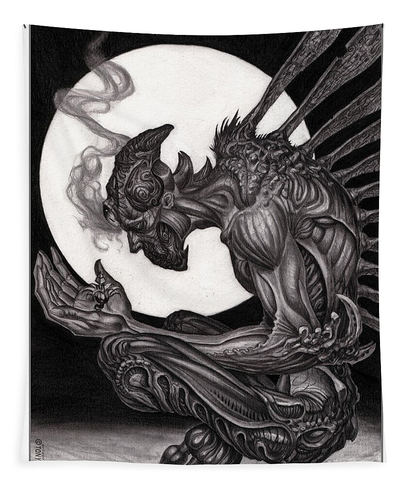 Tony Koehl Tapestry featuring the drawing Immense Understanding graphite by Tony Koehl