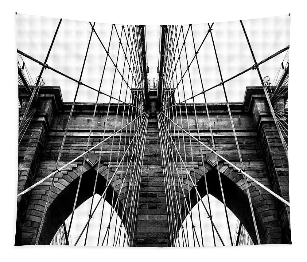 Brooklyn Bridge Tapestry featuring the photograph Imposing Arches by Az Jackson