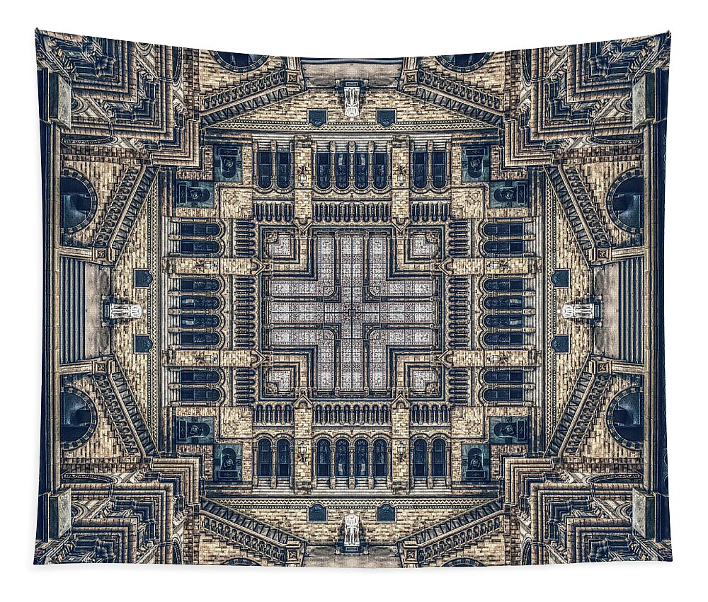 Architecture Tapestry featuring the digital art Improbable Architectural Structure by Phil Perkins