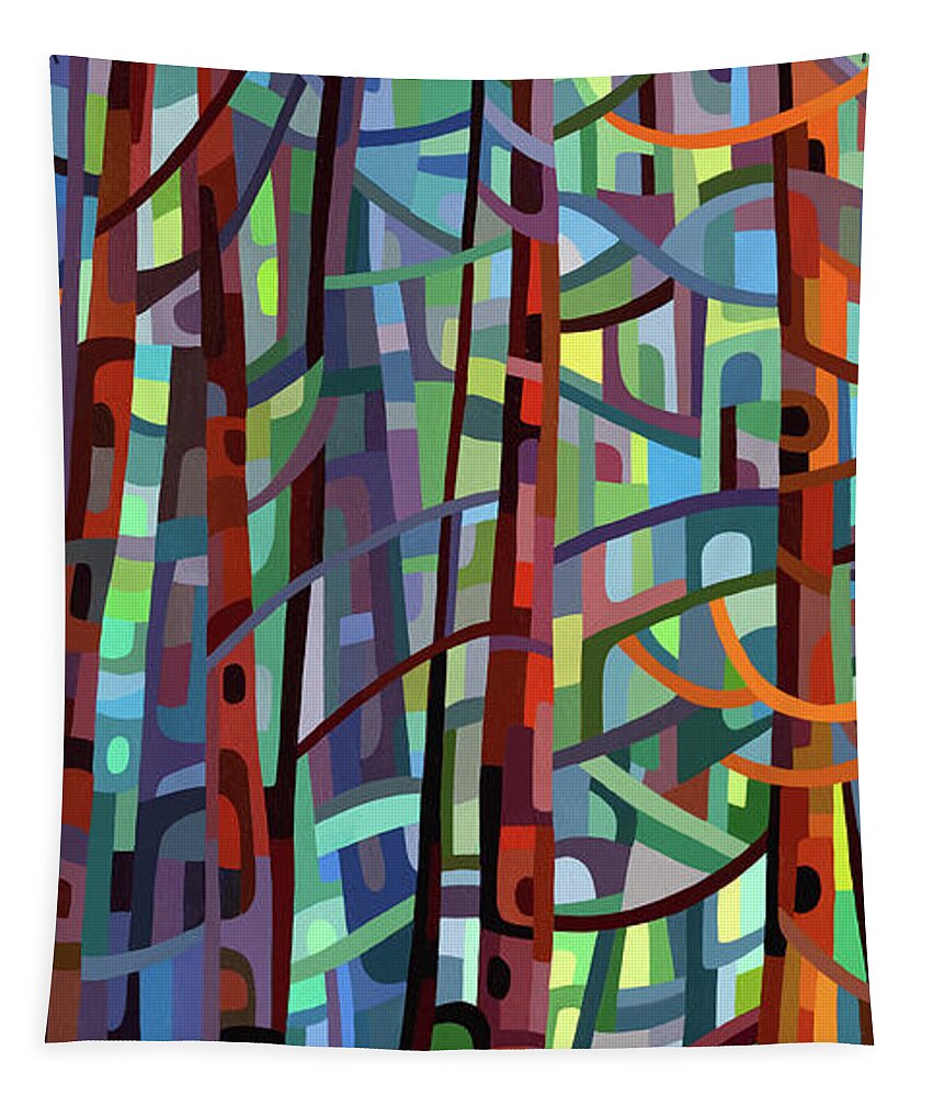  Tapestry featuring the painting In a Pine Forest - crop by Mandy Budan