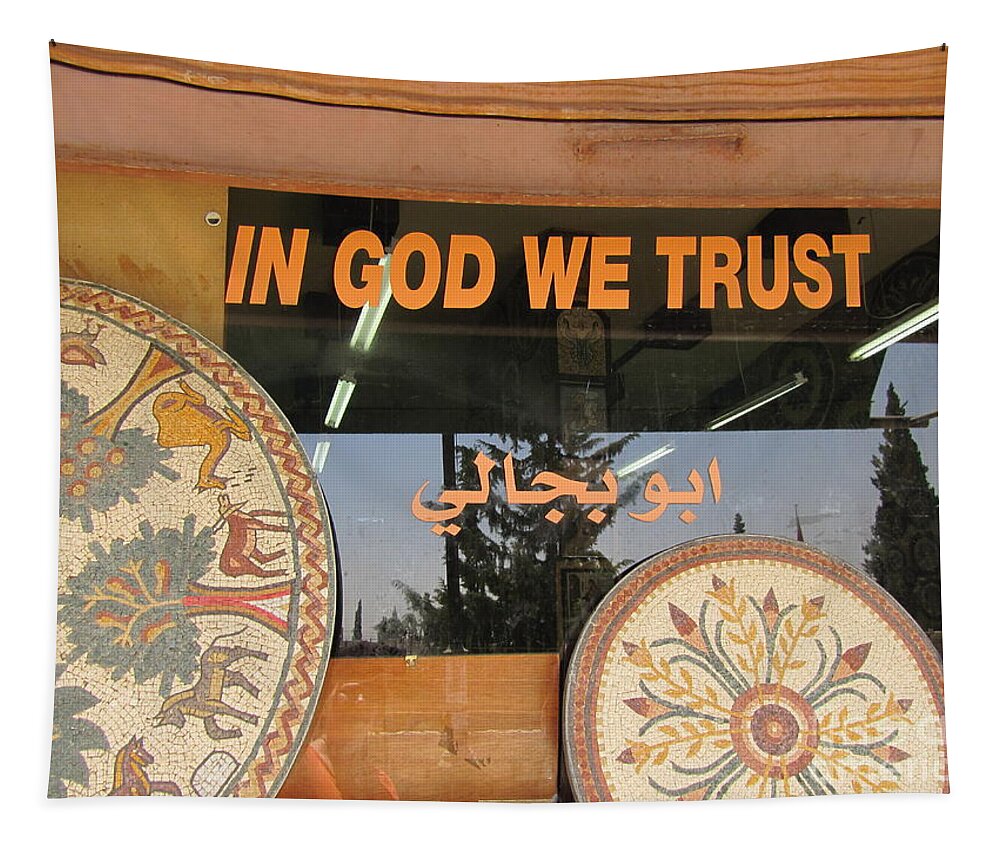 Tree Life Tapestry featuring the photograph In God We Trust Trees of Life by Donna L Munro