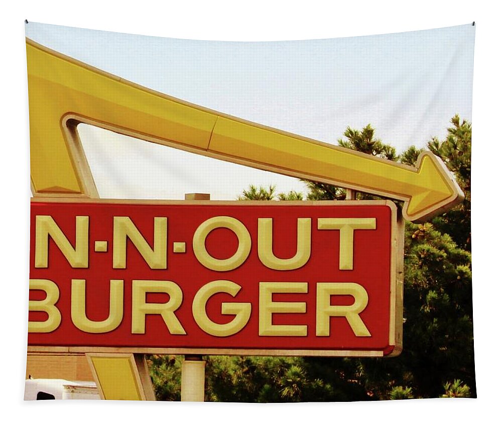 In-n-out Tapestry featuring the photograph In-N-Out Burger Sign by Cynthia Guinn