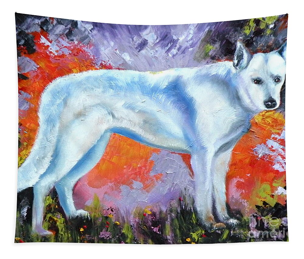 Dogs Tapestry featuring the painting In Shepherd Heaven by Susan A Becker