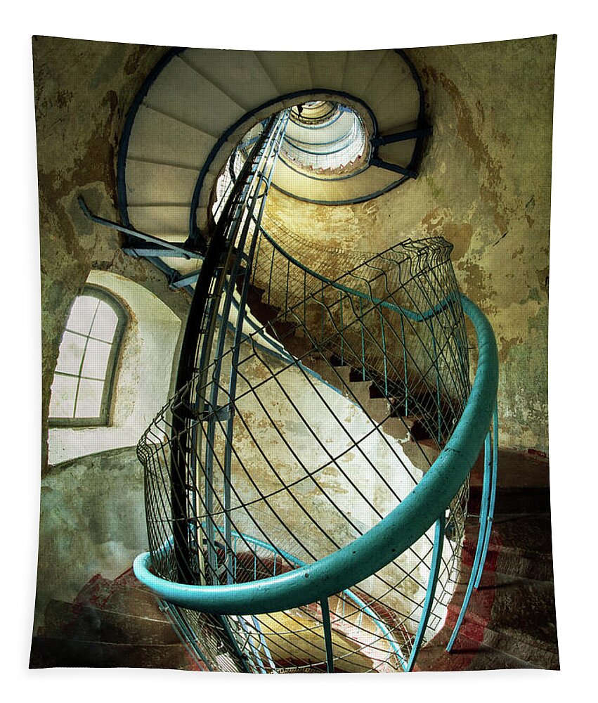 Lighthouse Tapestry featuring the photograph In the old lighthouse by Jaroslaw Blaminsky