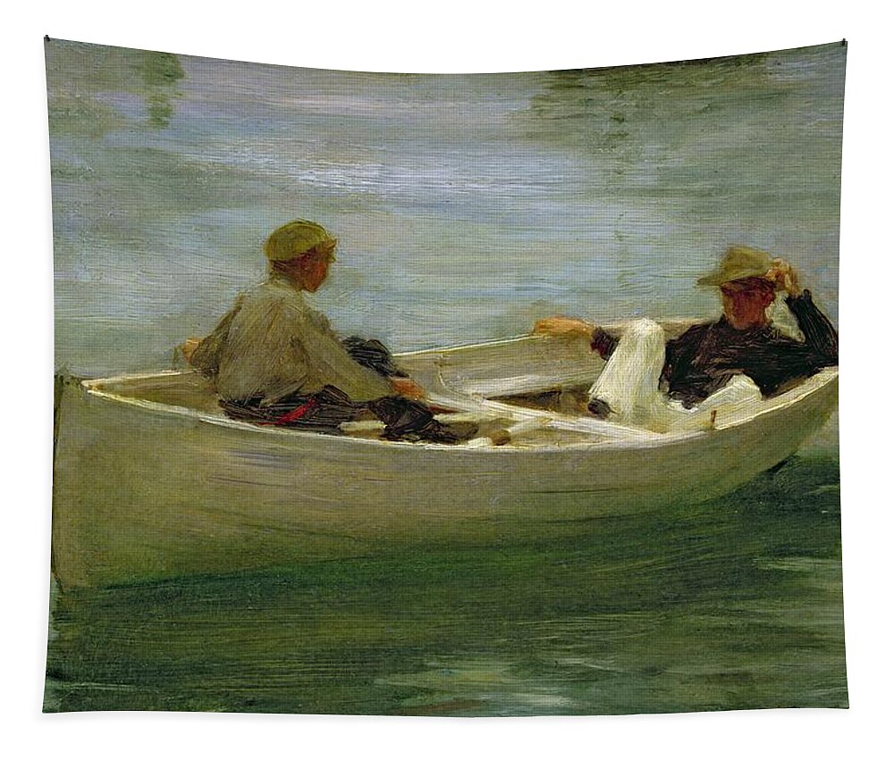 Rowing Tapestry featuring the painting In the Rowing Boat by Henry Scott Tuke