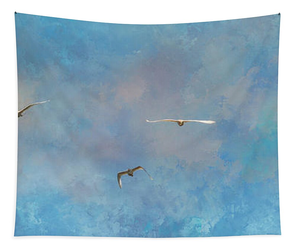 Jai Johnson Tapestry featuring the photograph Incoming Egrets by Jai Johnson