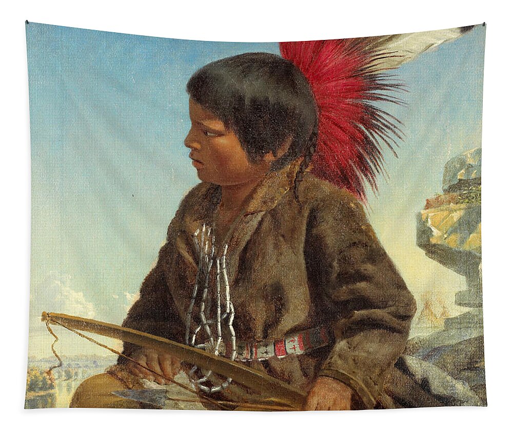 Thomas Waterman Wood Tapestry featuring the painting Indian Boy at Fort Snelling by Thomas Waterman Wood