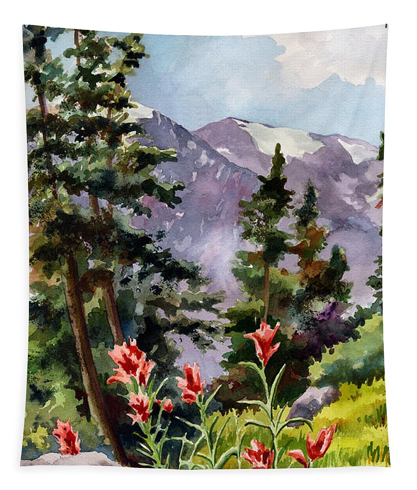Colorado Art Tapestry featuring the painting Indian Paintbrush by Anne Gifford