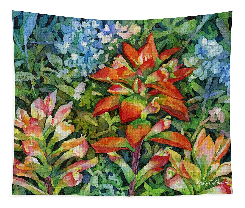 Wild Flower Tapestry featuring the painting Indian Paintbrush by Hailey E Herrera