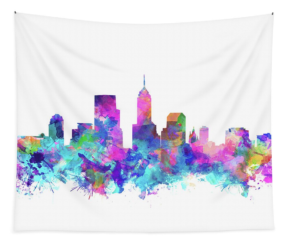 Indianapolis Tapestry featuring the painting Indianapolis Skyline Watercolor 4 by Bekim M