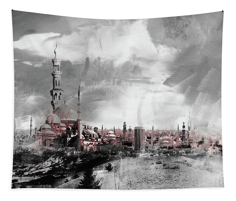 Buildings Tapestry featuring the painting Indonesian Landscape 02a by Gull G