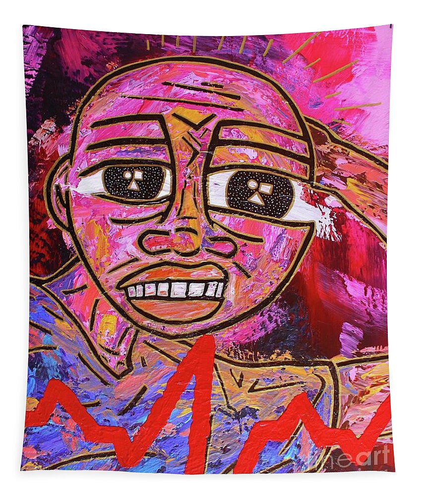 Acrylic Tapestry featuring the painting Infatuated Freddy by Odalo Wasikhongo