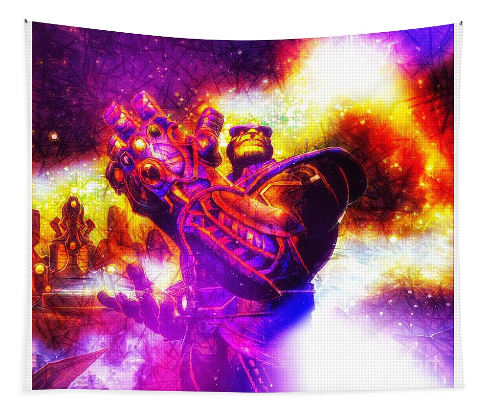 Thanos Tapestry featuring the digital art Infinity Gauntlet by HELGE Art Gallery