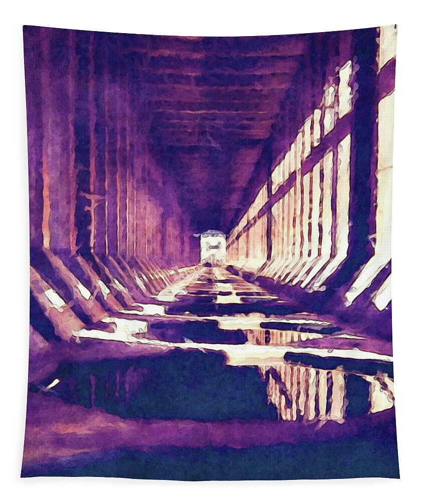 Structure Tapestry featuring the digital art Inside of An Iron Ore Dock by Phil Perkins