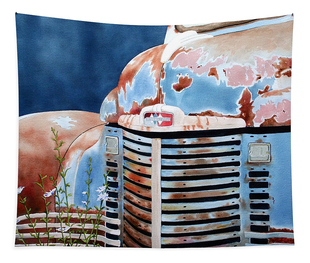 Rust Tapestry featuring the painting International by Jim Gerkin