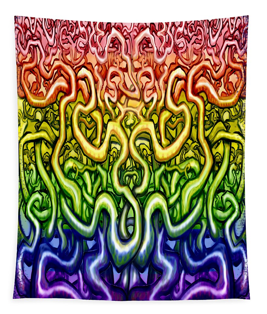 Interwoven Tapestry featuring the digital art Twisted Connected Colors by Kevin Middleton