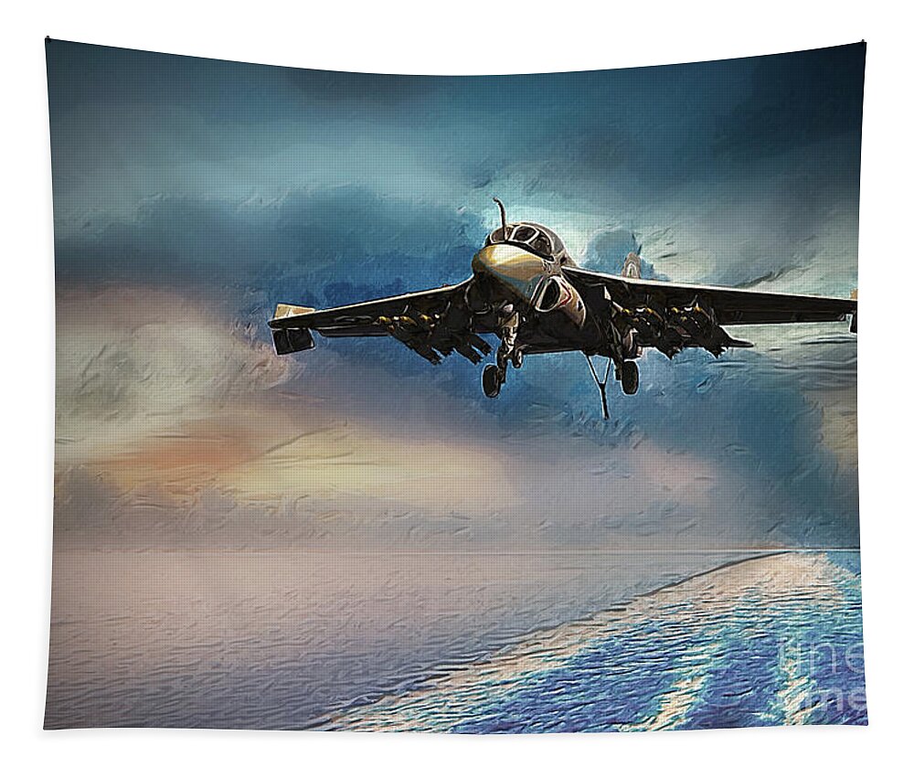 A-6 Tapestry featuring the digital art Intruder Returns by Airpower Art