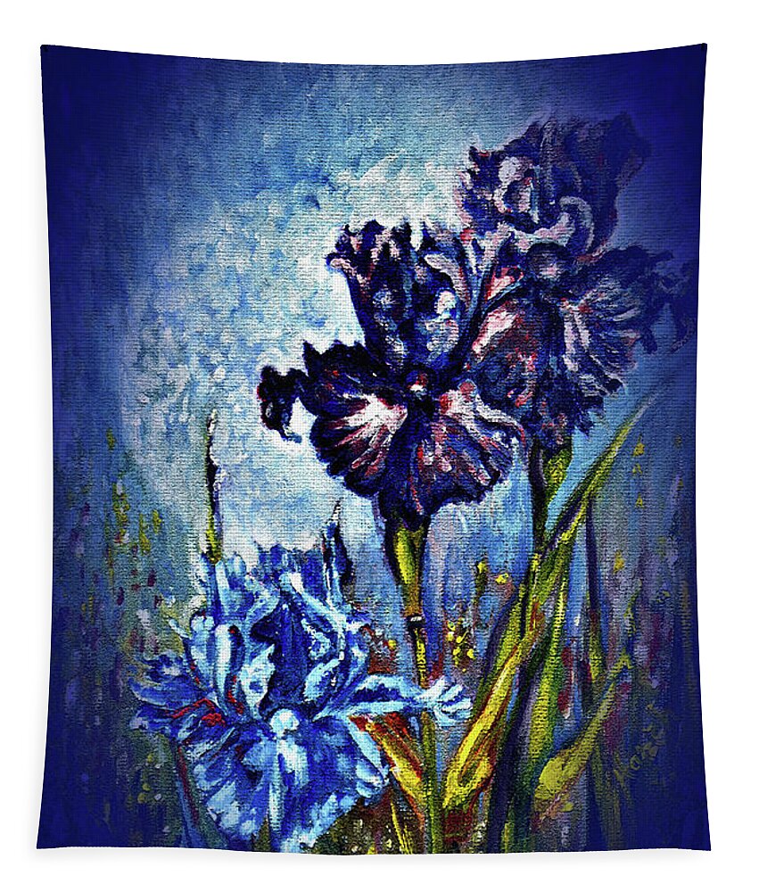 Flowers Tapestry featuring the painting Iris by Harsh Malik