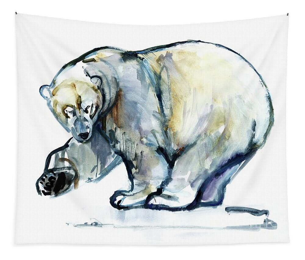 Polar Bear Tapestry featuring the painting Isbjorn by Mark Adlington