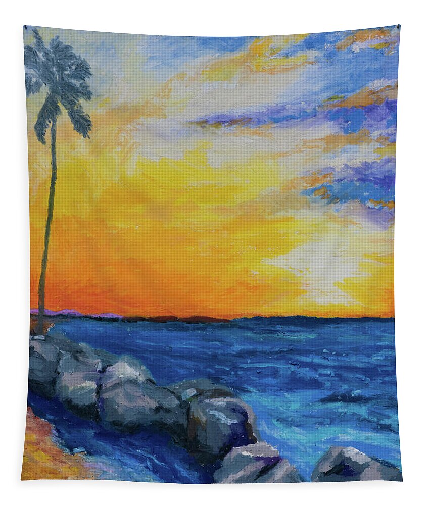 Beach Tapestry featuring the painting Island Time by Stephen Anderson