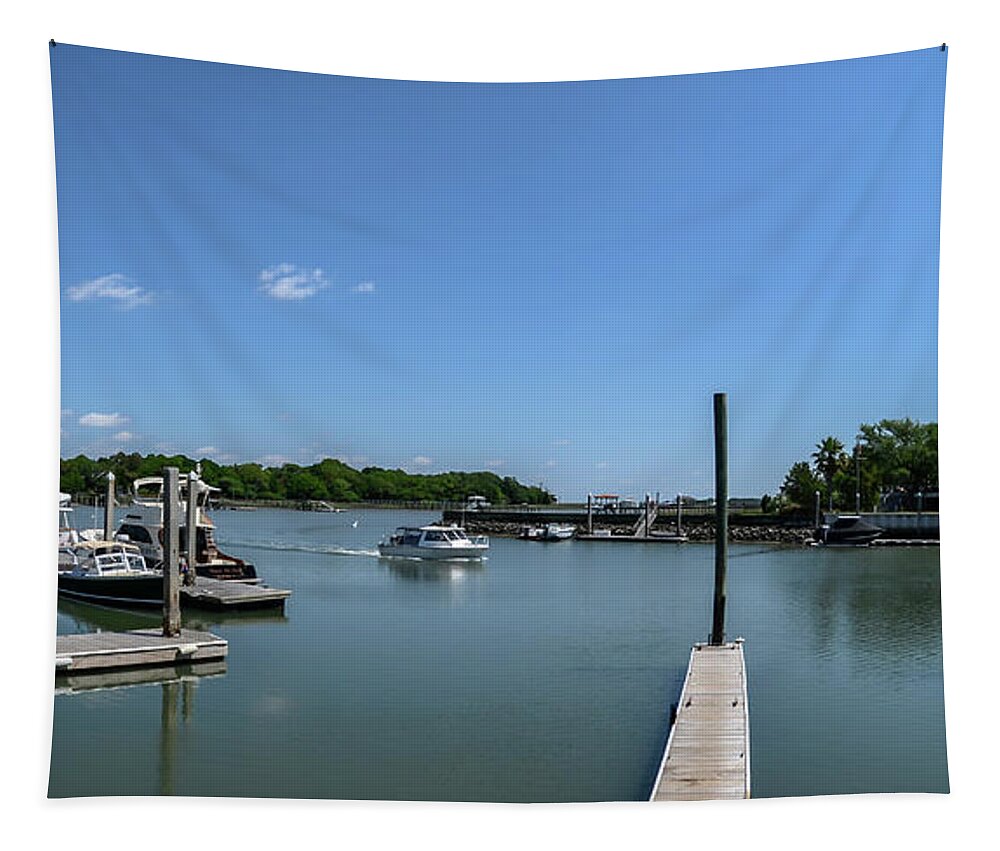Isle Of Palms Tapestry featuring the photograph Isle of Palms Marina by Dale Powell