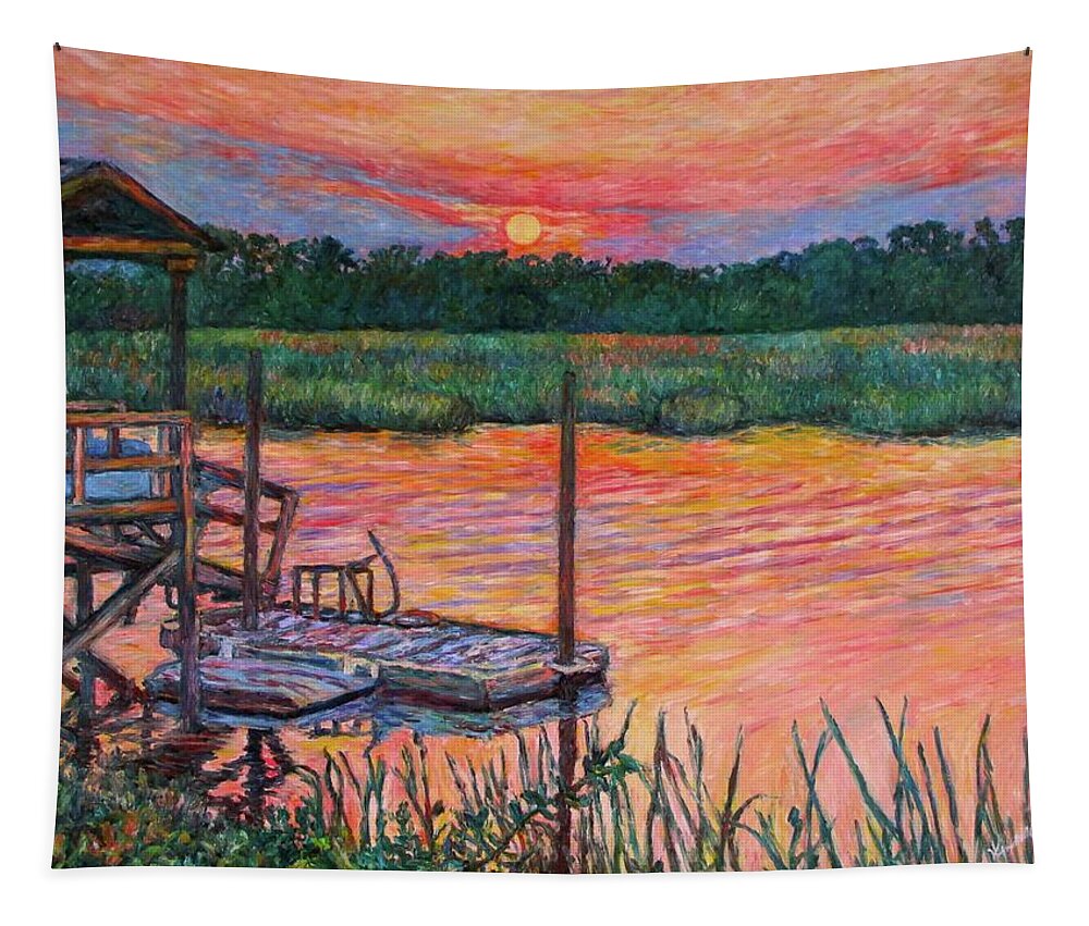 Isle Of Palms Tapestry featuring the painting Isle of Palms Sunset by Kendall Kessler