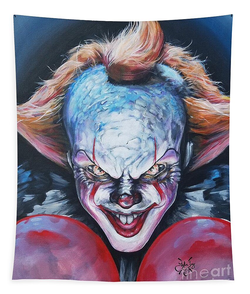 Pennywise Tapestry featuring the painting It's here by Tyler Haddox