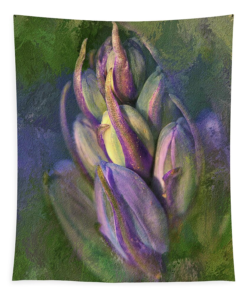 Flower Tapestry featuring the digital art Itty Bitty Baby Bluebells by Lois Bryan