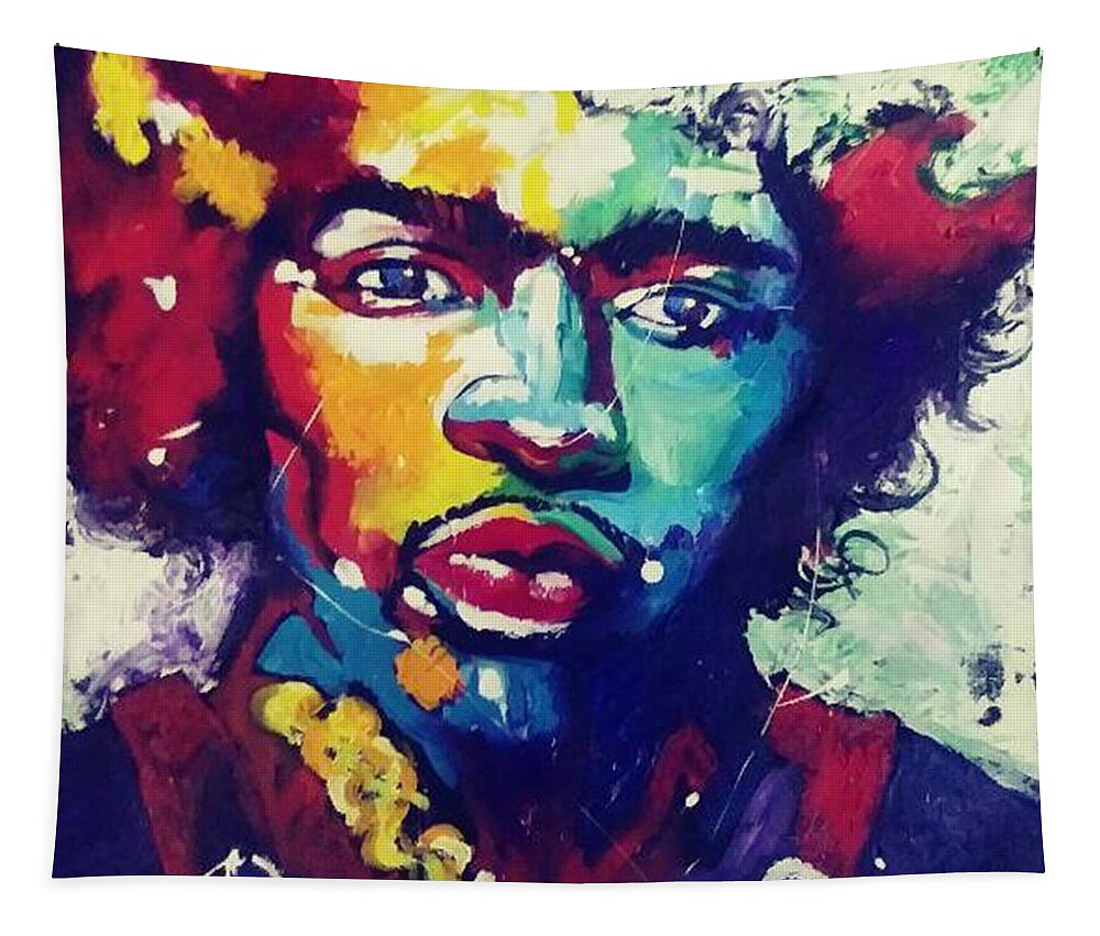 Jimi Tapestry featuring the painting J Haze by Femme Blaicasso