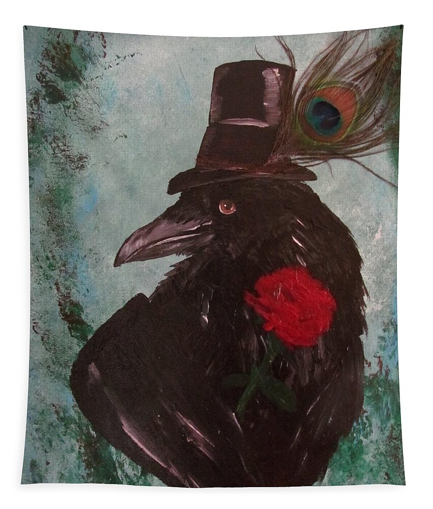 Raven Tapestry featuring the painting Jack the Ladd by Susan Voidets
