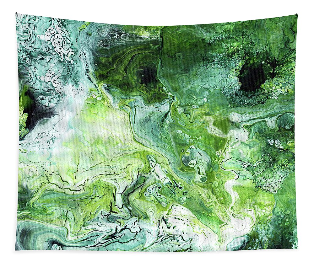 Green Tapestry featuring the mixed media Jade- Abstract Art by Linda Woods by Linda Woods