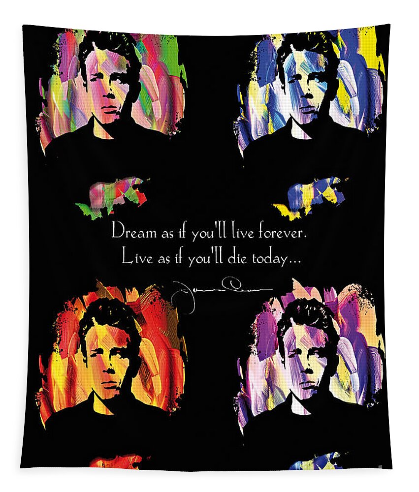 James Dean Tapestry featuring the digital art James Dean by Mo T