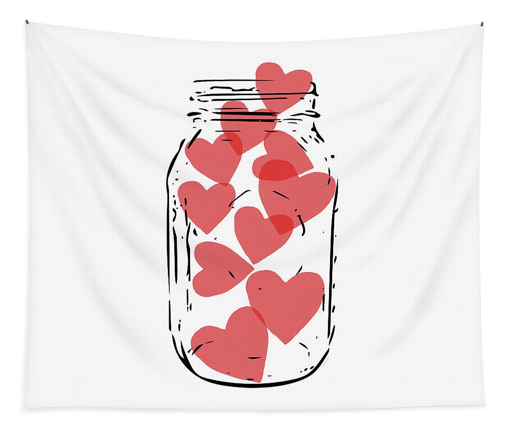 Love Tapestry featuring the digital art Jar Of Hearts- Art by Linda Woods by Linda Woods