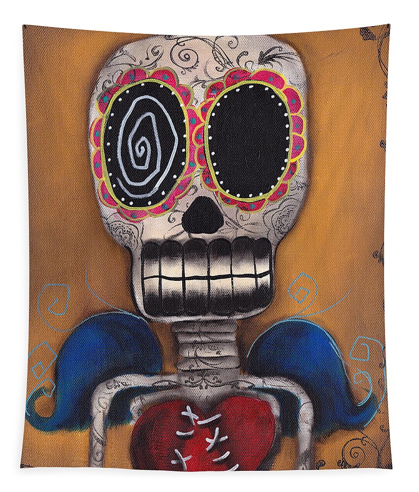 Day Of The Dead Tapestry featuring the painting Javier by Abril Andrade