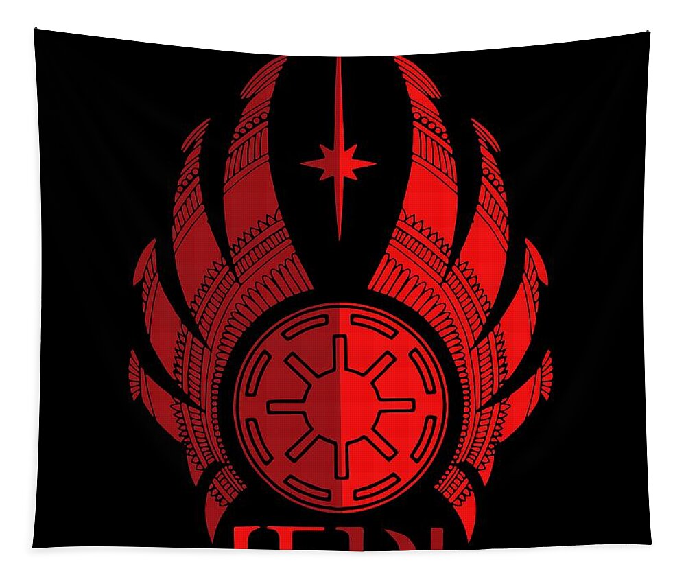 Jedi Tapestry featuring the mixed media Jedi Symbol - Star Wars Art, Red by Studio Grafiikka