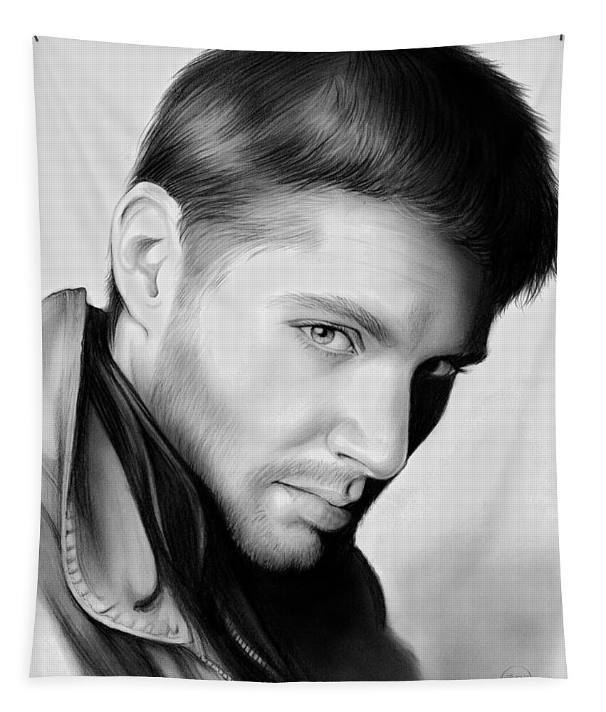 Jensen Ackles Tapestry featuring the drawing Jensen Ackles by Greg Joens