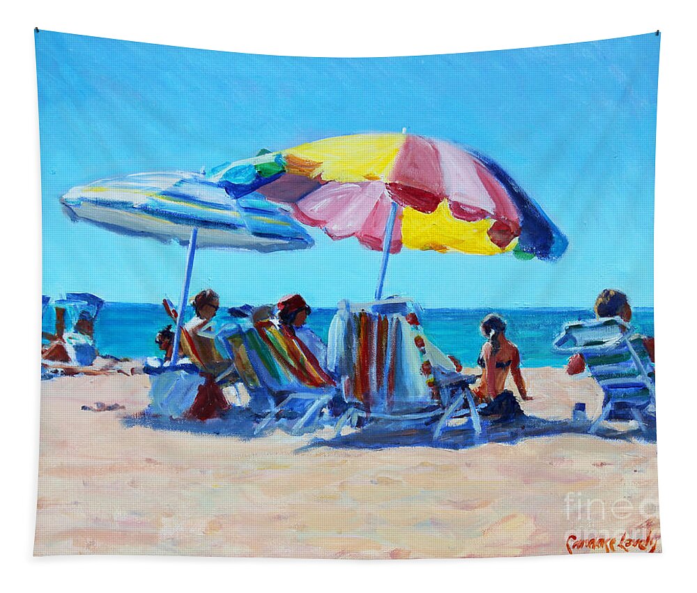 Nantucket Tapestry featuring the painting Jetties Beach by Candace Lovely